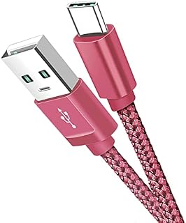 USB C Cable, Type C Cable 1M Fast Charging Cable Lead Braided USB-C Charger Cable for Samsung Galaxy S10 S9 S8 A40 A50 A70 A20e S20 Fe Plus A90,Huawei P30 P20,Sony, Tablet,MacBook-Rose Gold (1M)