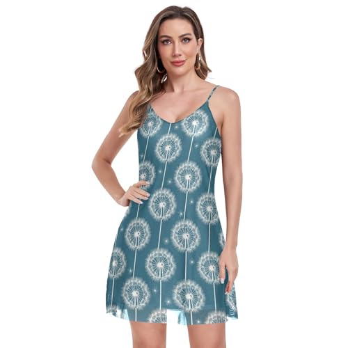 Robe moderne col en V motif pissenlit pour exprimer votre liberté cet été