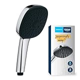 Grohe Vitalio Comfort 110 - Handdouche (vierkant 11 cm douchekop, 3 sproeiers: regen, jet en massage, antikalksysteem, siliconen ringbescherming, universeel montagesysteem), chroom, 26092001