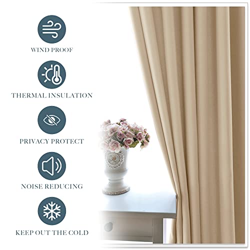 Pony Dance Kitchen Beige Curtains - Home Decoration Room Darkening Thermal Insulated Blackout Window Treatments/Draperies Block Light Protect Privacy, 42 W X 54 L, Biscotti Beige, 2 Pieces #TOP4