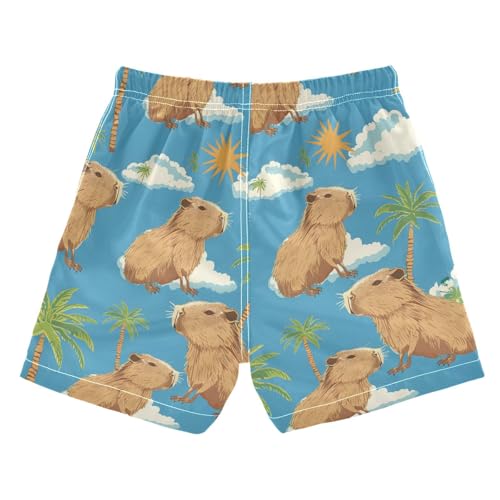 Boys Swim Trunks, Shark Coconut Tree Beach Board Shorts2