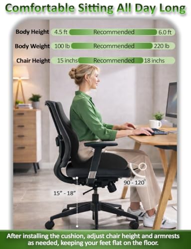 Image of Ergonomic Memory Foam Seat Cushion for Office Chair, Car Seat, Dining, Gaming Chair & Wheelchair, Full Back & Lumbar Support Pillow One Piece, Back Pain Relief, Coccyx, Tailbone & Sciatica Pain Relief