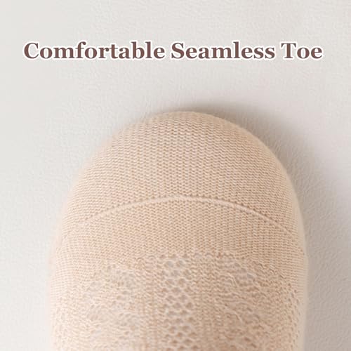 Meeshine 5 Pack Toddler Girls Ruffle Socks Eyelet Lace Trim Cotton Frilly Princess Dress Mesh Ankle Socks for 0-3T Infant4