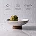 Cork & Mill Marble Decorative Bowl for Home Decor - Handcrafted Natural Stone with Acacia Wood Pedestal - Versatile 11