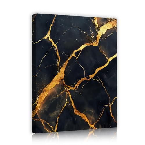 Toile murale marbre abstrait noir et métal luxueux SHENGPOSTER 60x72cm