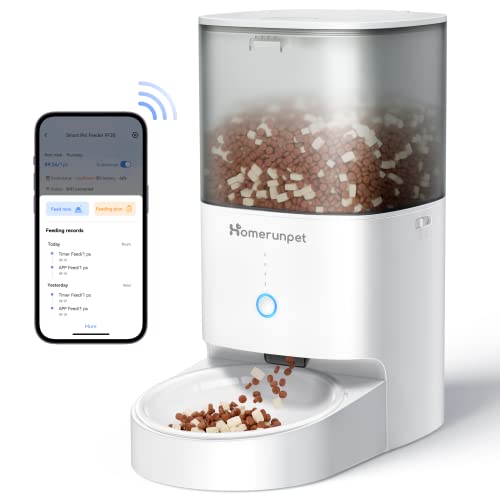 Homerunpet-Smart-Automatic-Cat-Feeder-WiFi-Bluetooth-Custom-Timed-Feeding-30-Day-Freshness-for-Dry-Food-1-20-Portions-per-Meal-Porcelain-Bowl