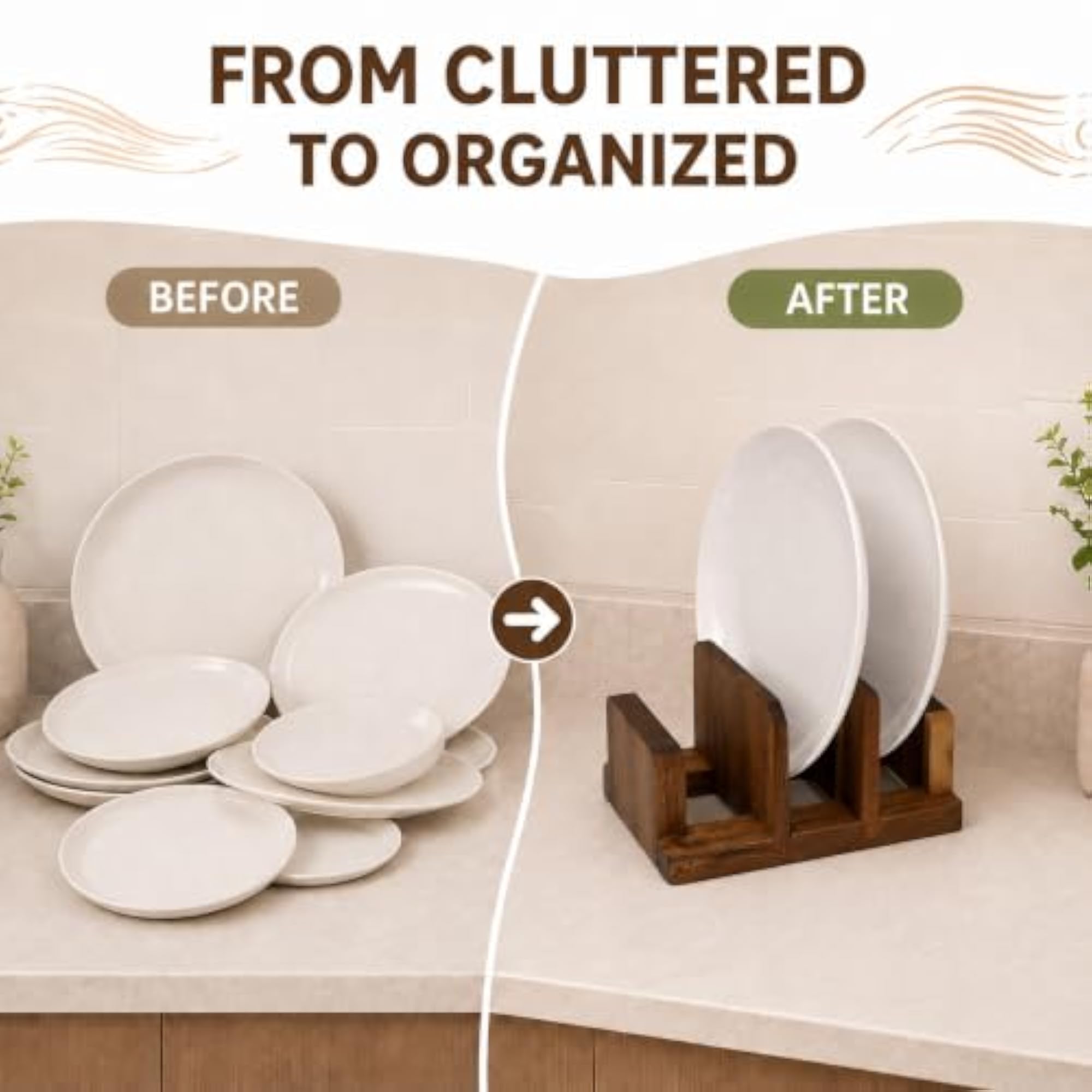 3-Slot Acacia Wood Cutting Board Holder Stand