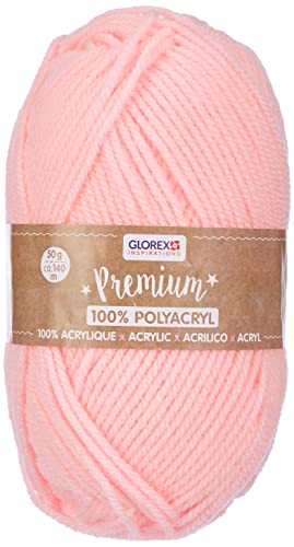 Glorex 5 1001 04 - Premium Wolle aus 100 % Acryl, leicht zu verarbeiten, vielseitig einsetzbar, wärmend, weich, nicht kratzend, 50 g, ca. 140 m, rosa