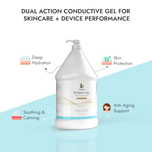 7E Wellness Myolift Restore Lite Microcurrent Conductive Gel for Devices, Hydrating for Face & Body, Electrode Conductivity for Facial Toning & Skin Care, Conductive Formula with Silicone Applicator Brush, 64oz