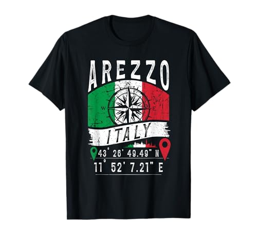 Arezzo Italia Bandera Italia Coordenadas GPS De Arezzo Camiseta