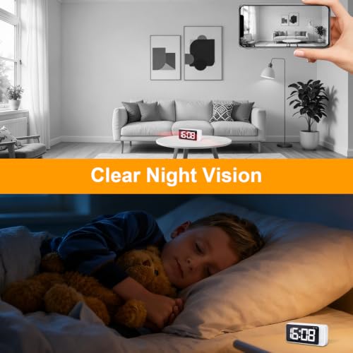 Magnetic Hidden Camera Clock - WiFi Wireless 4K HD Nanny Cam with Wide-Angle 150°, Clear Night Vision & Smart Motion Detection, Indoor Hidden Camera for Home Security, Office, Pet, App Remote Control by BRIBRON - Used condition - Image 5