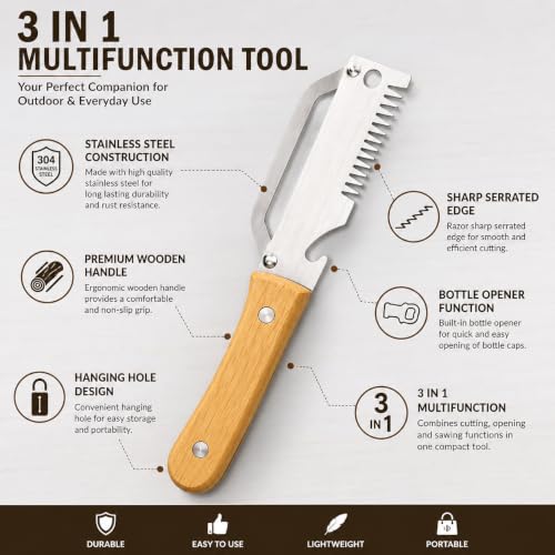 Image of 3 in 1 Stainless Steel Vegetable Peeler with Wooden Handle Bottle Opener Single Sharp Blade Hanging Design Fruit Vegetable Potato Carrot Kitchen Tool