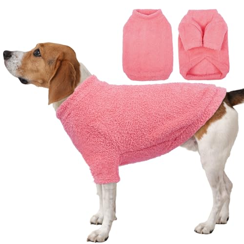 DENTRUN犬 服 犬用セーター 秋 冬 中型犬 柴犬 防寒服 軽量 快適 柔らかく肌に優しい 誕生日 パーティー 部屋着 お散歩 着脱簡単(ピンク, XL)