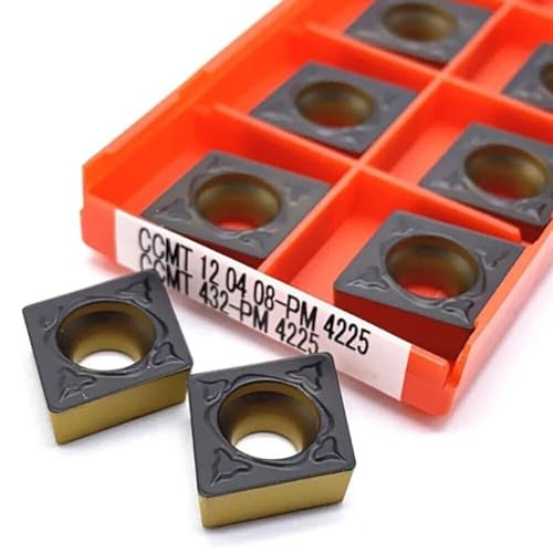 URPIZY CCMT432PM 4225 Lot de 10 burins de tournage pour tours CNC, inserts de coupe en carbure CCMT120408-PM 4225, convient pour acier inoxydable fonte grise (type P/M/K)