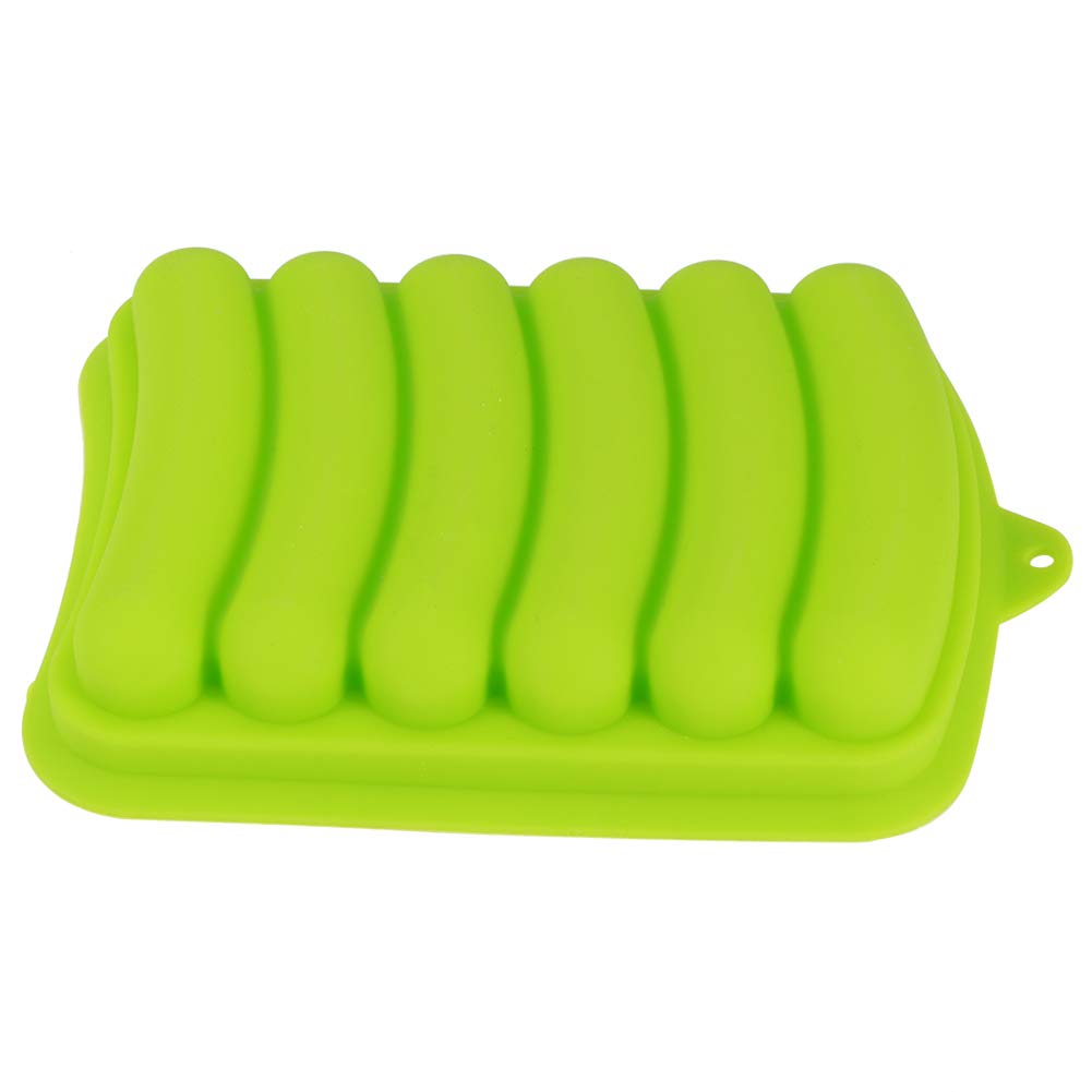 Zerodis Silikonowa forma do kiełbasy nieprzywierająca, 3-pak DIY forma do pieczenia hot dogów dla dzieci, BPA, ręcznie robiona taca do kiełbasy, hamburgera, forma do żywności dla niemowląt, 6 wnęk