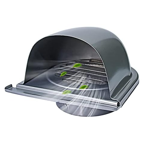 150 mm ventilation grille, stainless steel exhaust grille, U-ventilation grille, round exhaust hood, weather protection grille with insect protection, backflow flap, for bathroom, kitchen Cover