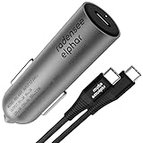 Radensee elphar PD 45W USB TYPE-C リップスティックサイズ, シングルポート高速充電, 合金ボディ, ナイロンケーブル付き，車載充電器 急速充電，iPhone 14 13 Plus Pro Max Mini/iPad/携帯電話/Bluetoothイヤホン/ゲーム機/スマートウォッチ/薄型パソコン/ドローン/タブレット対応，usb シガー，付帯データ線