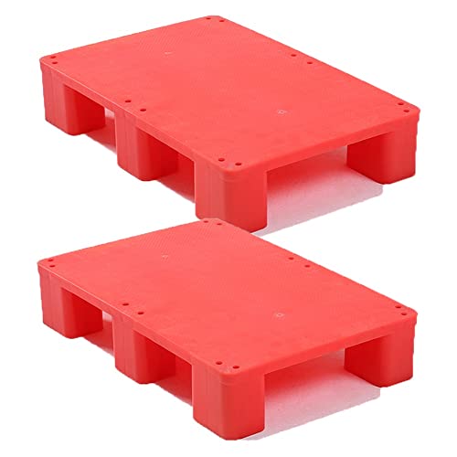 Estante modular de plástico para palés de almacenamiento de 1100 libras. Capacidad de almacenamiento para armario de cocina, palés de carretilla elevadora para almacén y garaje, color rojo (2 piezas
