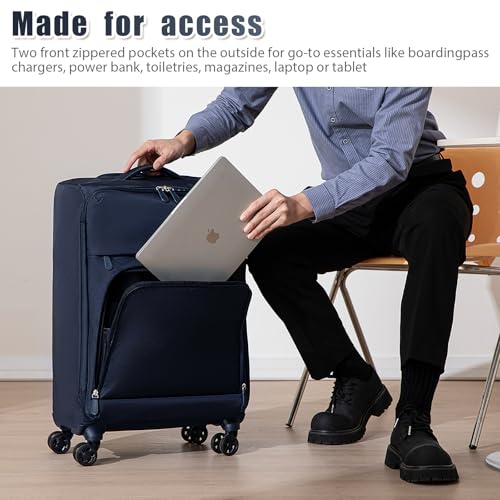 3 Piece Softside Luggage Sets – Lightweight Durable Suitcase with 360° Silent Spinner Wheels & Retractable Handle, Softshell Carry On for Business/Family Travel (20in/24in/28in)3