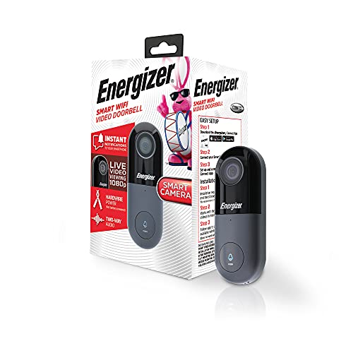 Energizer Connect 1080p Wired Video Doorbell, Home Security Requires Existing Doorbell Wires, Not Battery Powered, 2-Way Audio, Cloud Storage, Remote Access, Night Vision, iOS/Android App