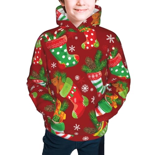 X-mas and New Year Kid Hoodies Boys Sweatshirts Girls Pullover with Pocket3