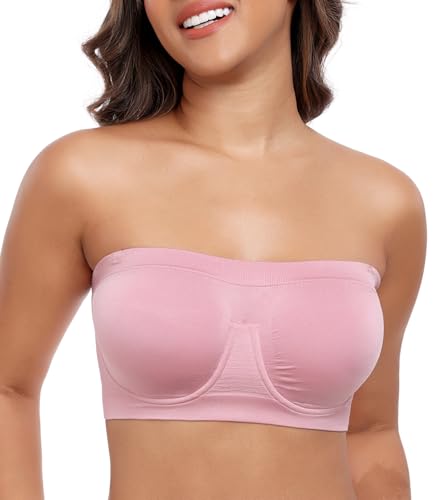 Image of DotVol Women's Underwire Bralette Non Padded Bandeau Tube Top Multiway Bra | Unpadding,Seamless,Non-Slip,Multiway