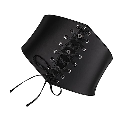 OATIPHO Cinturón Ancho Corsés Atar Cinturón Mujer Cinturones Para Mujer Cinturón De Corsé Con Cordones Rosario Cinturón Para Mujer Cadenas Hebilla- Accesorios Women Cincha Cuero Pu Black
