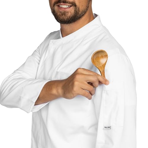 PALLTEX KOTO LS 100% Baumwolle Kochjacke Unisex Kochjacke Damen Kochjacke Herren Kochkleidung Professional Chef Uniform Langarm (Weiss, M) – Bild 4
