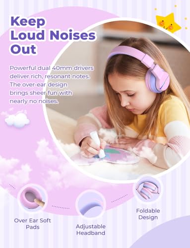 Image of iClever BTH12 Kids Bluetooth Headphones 2 Pack,Colorful LED Lights Wireless Kids Headphones,74 /85 /94dB Volume Limited,55H Playtime,Bluetooth 5.2,Over Ear Headphones for iPad /Tablet /Traveling