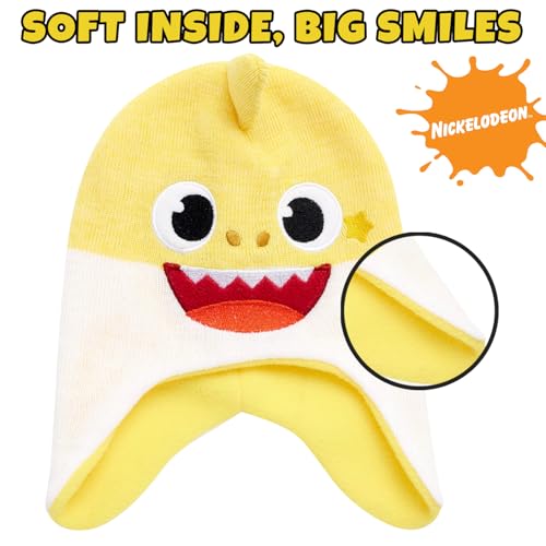Image of Nickelodeon Boys' Baby Shark Winter Hat and 2 Pairs of Mitten Set (Toddler)