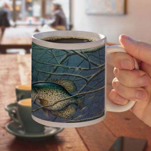 Taza de café cerámica Crappie Fishing 11oz blanca miniatura 4
