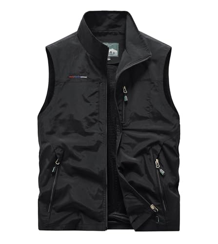 Image of Lightweight Outdoor Vest Jacket for Men, Windbreaker for Golf, Safari, Travel, Fishing, Hiking