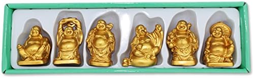 Miniatura 3 de We pay your sales tax Juego de 6 estatuas de Feng Shui de 2 pulgadas de oro feliz y risueño de Buda, regalo