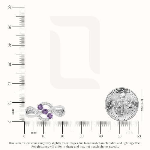 Natural Gemstone 3 Stone Engagement Rings with Moissanite for Women in Silver/18K Yellow/Rose Gold Vermeil, Birthstone Jewelry Gifts for Her Birthday, Wedding Anniversary, Graduation, Christmas3