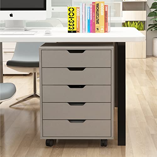 Lvtfco File Cabinet With Lock Filing Cabinets For Home Office Mobile Lateral Files Storage Cabinet With 5 Drawers Printer Stand With Storage And Wheels File Cabinet Organizer (Antique White) #TOP4