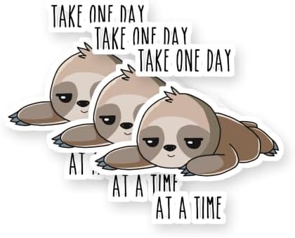 Take One Day At A Time Sloth Vinyl Stickers 3 Pack 3 Inch image 5