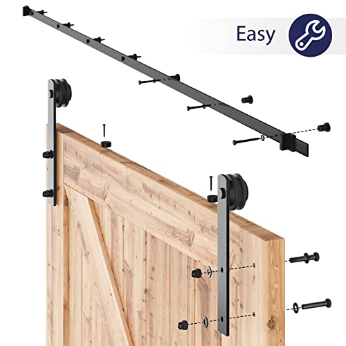 Image of SMARTSTANDARD 9ft Sliding Barn Door Hardware kit, Fit 54 inch Wide Door Panel