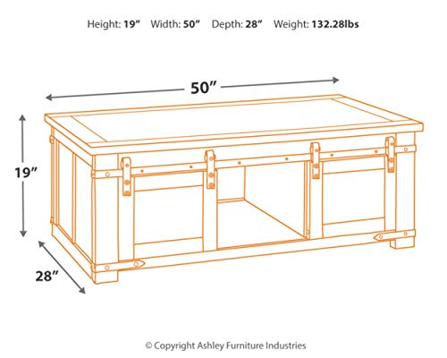 Signature Design By Ashley Budmore Farmhouse Coffee Table With Sliding Barn Doors, Brown #TOP2