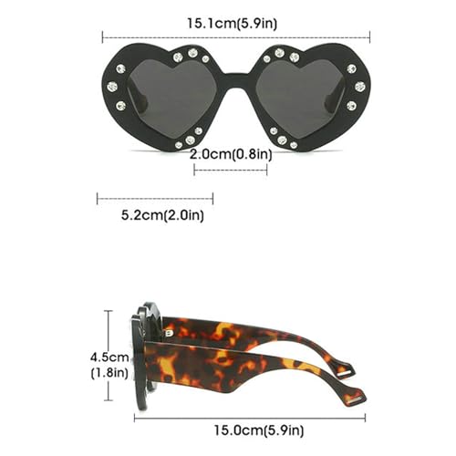 COTIA Heart-shaped Punk Y2k Sunglasses Women Trend Rhinestone Love Sun Glasses Lady Party Shades Streetwear Sunglass W354