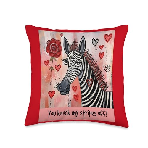 Romantic Zebra Design You Knock My Stripes Off! Throw Pillow