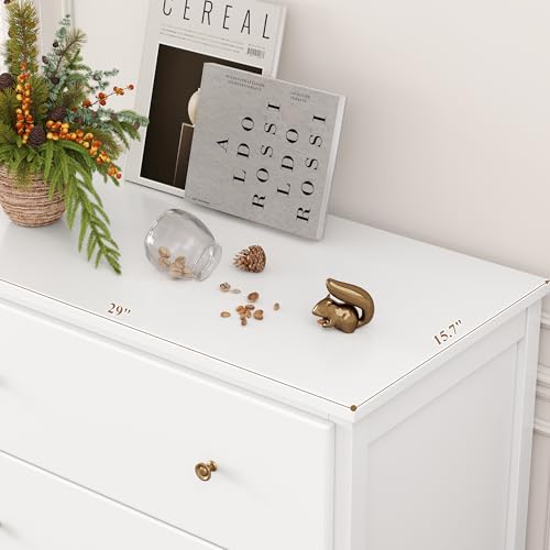 HOUSUIT White Dresser, 4 Drawer Dressers Chest of Drawers, Modern Tall Dresser, Wood Drawer Chest Storage Cabinet for Living Room, Hallway, Entryway, Home Office, Ivory White