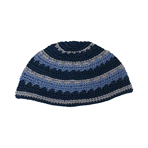 EREZ OVED Yarmulke Jewish Kippah Frik Kipa Judaica Yamaka Kippa Yamakah Yarmulka Hat Men Or Kids (Blue & Grey)