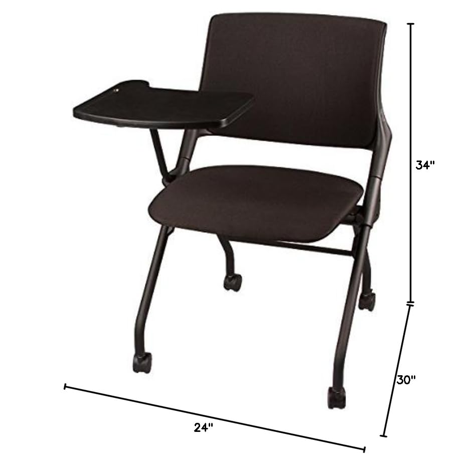 Image of Learniture Upholstered Tablet Arm Mobile Nesting Chair with Flip-Up Seat NOR-SYS3030-SO, Black
