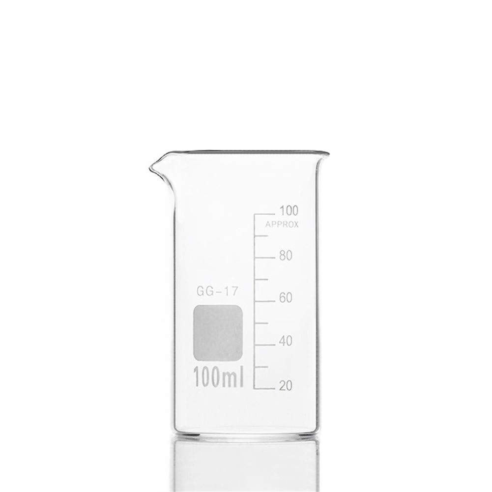HMTE 10 Piezas de Vaso de precipitados de Vidrio de 100 ml en Forma Alta para la Escala de Laboratorio de química Que Mide los Suministros de Oficina de educación Espesada (Capacity : 100ml) (100ml)