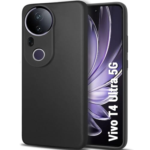 Image of TheGiftKart Sleek Back Cover Case for Vivo T4 Ultra 5G| Slim Fit Protective Design | Ultra Matte Finish | Camera Protection Bump | Soft Silicon Back Cover Case for Vivo T4 Ultra 5G (Silicone, Black)