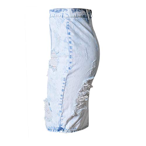 Chowsir Women Vintage High Waist Back Split Bodycon Midi Pencil Denim Jean Skirt2