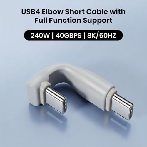 Image of USB4 240W Short U‑Shaped Type‑C to Type‑C FPC Cable, 40Gbps 8K /60Hz PD3.1 Fast Charging for iPhone 17 /16 /15 /15 Pro /15 Pro Max, iPad, MacBook, Laptop, External SSD & Camera Rigs (6cm)