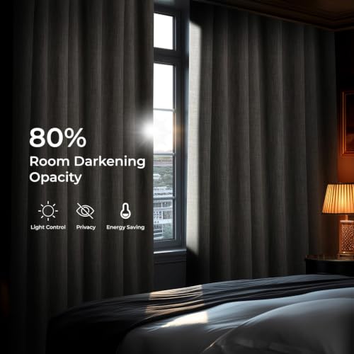 Image of HPD Half Price Drapes Grommet Linen Curtains 96 Inches Long Room Darkening Curtains for Bedroom & Living Room (1 Panel), 50W x 96L, Mink