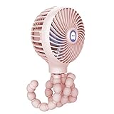 Mini Handheld Stroller Fan, TRELC Personal Portable Baby Fan with Flexible Tripod, 2021 Upgraded Version, Gift for Children, Rechargeable Fan for Office Room Car Traveling BBQ Gym Fan (Pink)