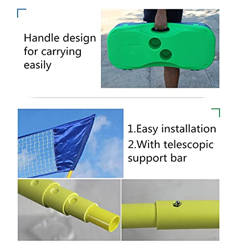 Filet de badminton portable jaune avec support stable et mallette rigide - 6